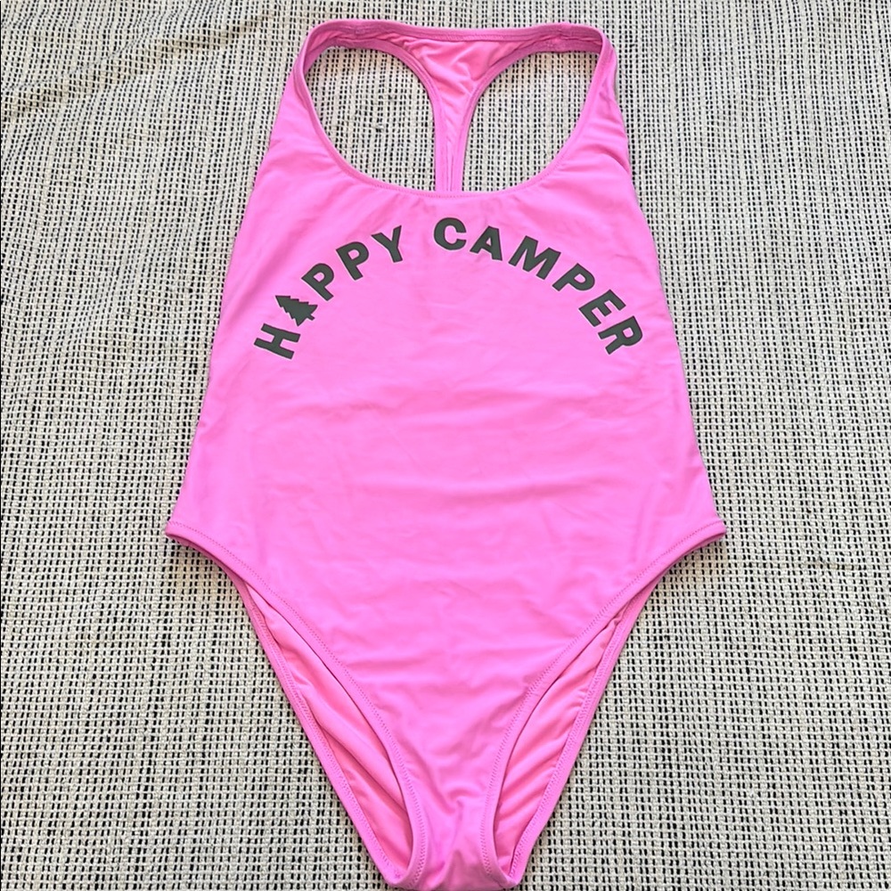 Aerie Women’s Happy Camper Pink Swimsuit SZ Large